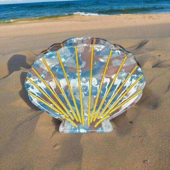 PEARLOID SUMMER SEASHELL CLAW CLIP (BLUE) - Picture 3 of 8